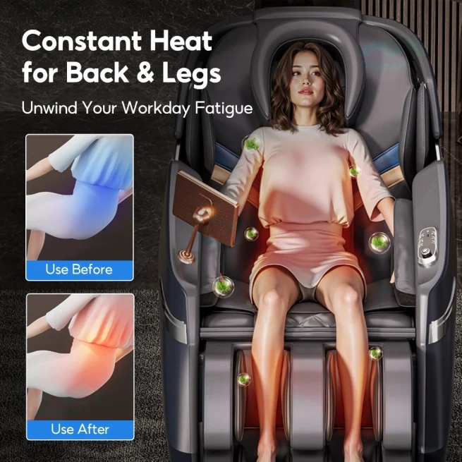 massage chair function - soothing heating on back and leg
