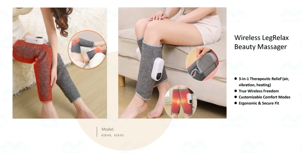 Wireless Leg Calf Massager Boot with Air Compression, Heat, Vibration
