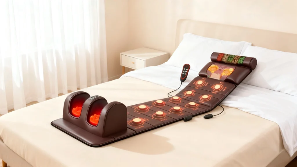 massage mattress with vibration heating and foot / neck kneading roller